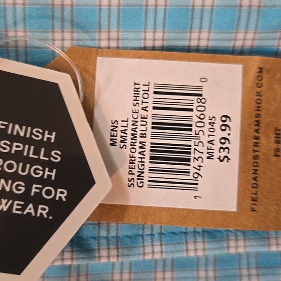 NWT Field & Stream Men's S Fishing Outdoor Short Sleeve Button-Up Plaid Blue - Picture 11 of 11
